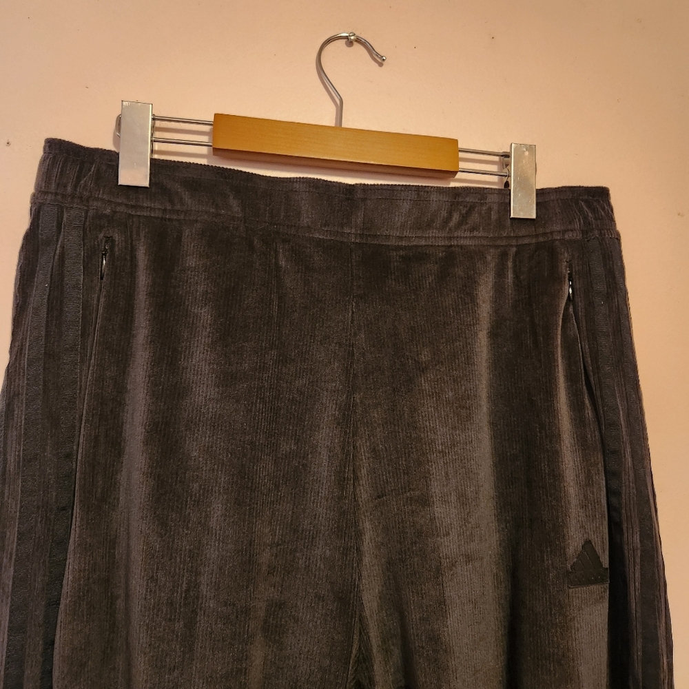 Adidas Tiro Cut 3-Stripes Velour Track Pants Black High Rise Velvet Corduroy L - Picture 7 of 11